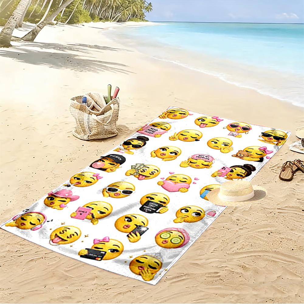 Süße Emoji-Gesichter mit Ausdrücken Strandtuch schnelltrocknend für Reisen Outdoor-Sport Joggen Strand und Schwimmen
