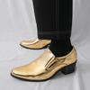 Fashion New British Fashion Men's Gold Pointed Thick-soled Height Increasing Shoes Male Moccasins Wedding Prom Homecoming Footwear