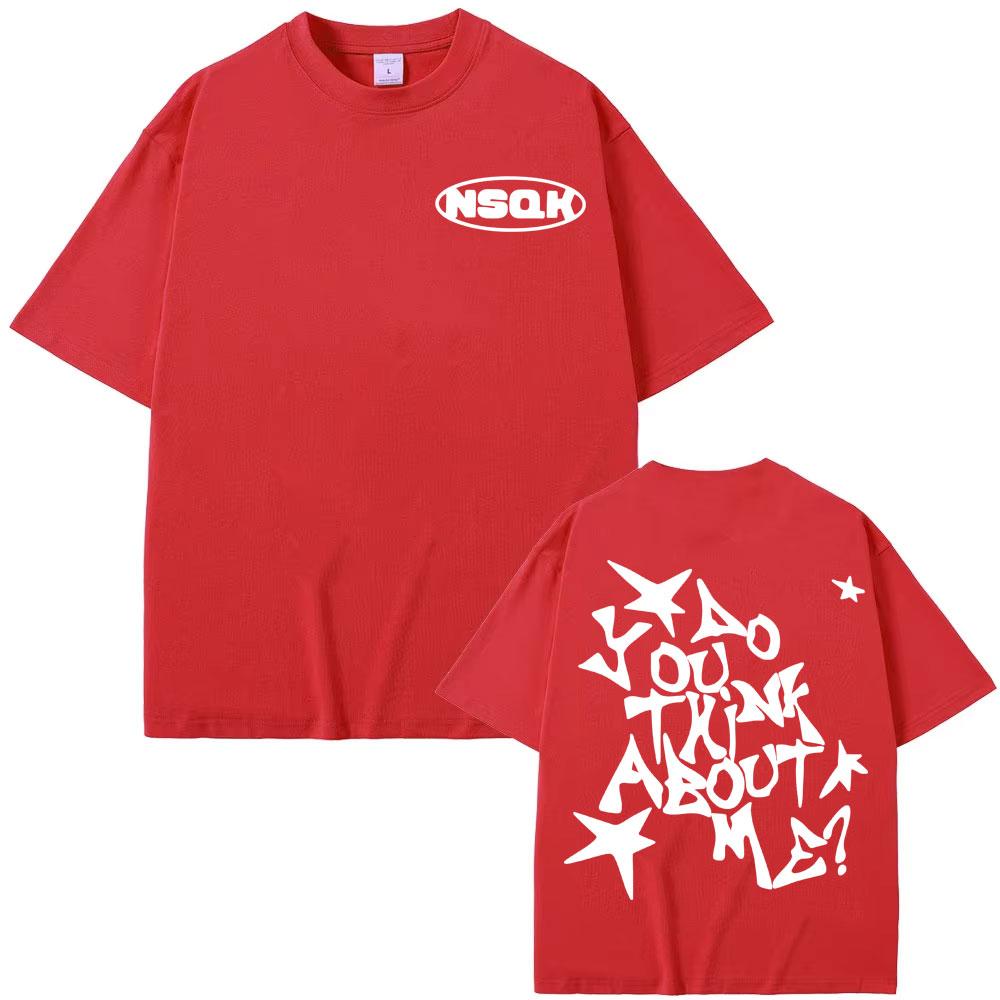Rapper Nsqk Aoou Thnk about Me Album 2025 Merch T Shirt Men Women Fashion Retro Short Sleeve Oversized Cotton T-shirt Streetwear