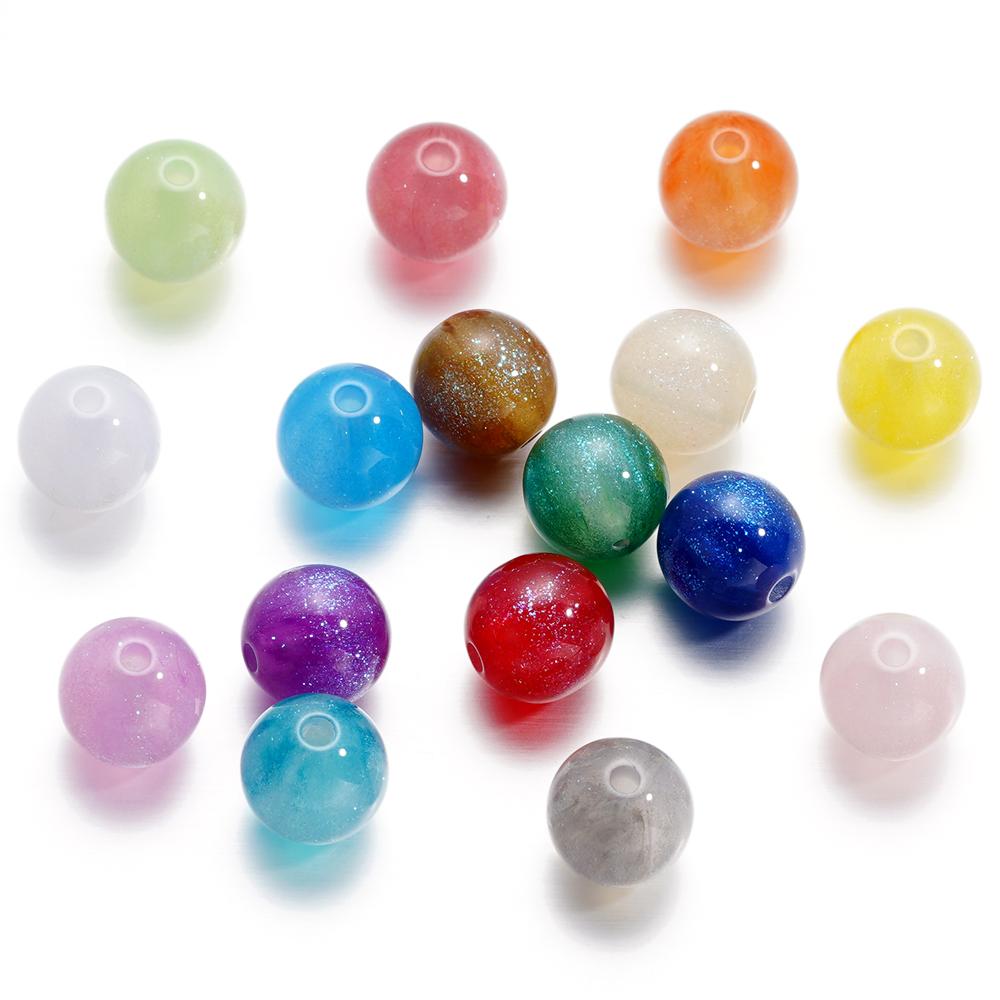 10pcs/lot 10mm Colorful Resin Round Bead Charm Spacer Loose Beads for DIY Handmade Necklace Jewelry Making Findings Accessories