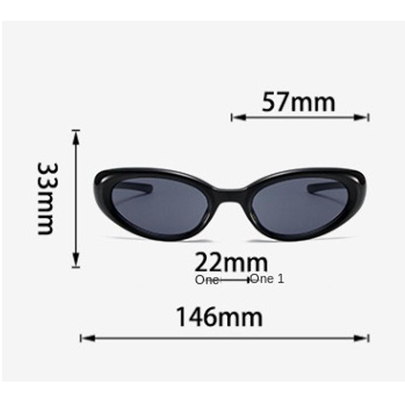 2PACK Fashion Candy Colour Retro Cat Eye Oval Sunglasses Black Small Frame Y2K UV Protective Sunglasses Outdoor Party Glasses