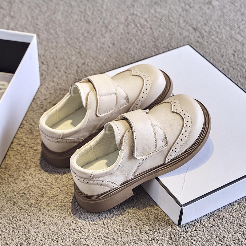 Retro Fashion Leather Children's Leather Shoes Soft Sole Boys Black British Style Performance Shoes