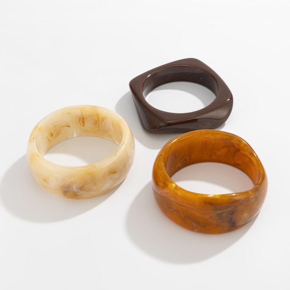 Chunky Irregular Wide Bracelet Vintage Geometric Hand Ring Creative Retro Resin Bangle Party