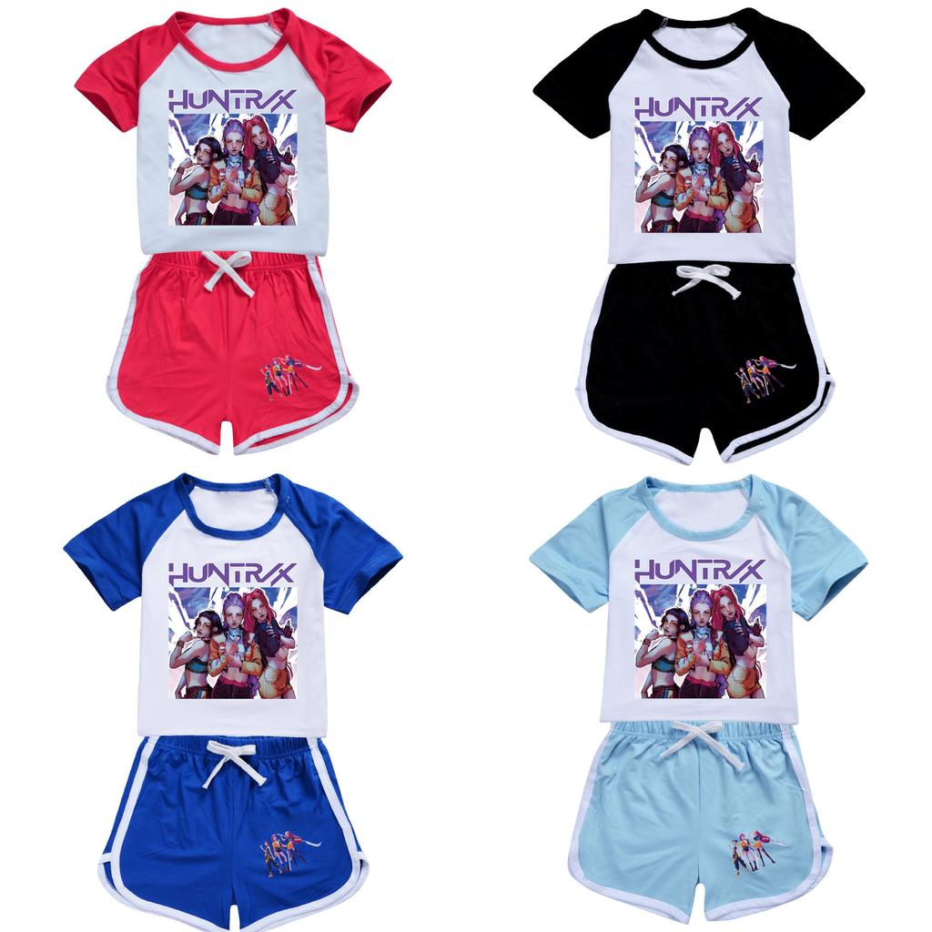 Kpop Demon Hunters Children Summer Shorts And T Shirt Set With Cotton Fabric For Active Kids