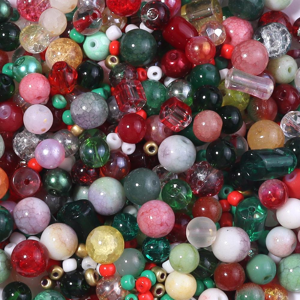 50g 3-12mm Mixed Size Glass Beads Colorful Loose Spacer Bead For Jewelry Making DIY Bracelet Necklace Phone Keychain Accessories
