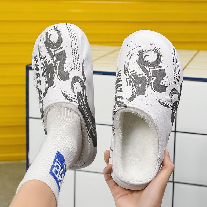 Pantoufles d'hiver en coton légères et chaudes pour couple, chaussures décontractées en coton pour la maison, grande taille