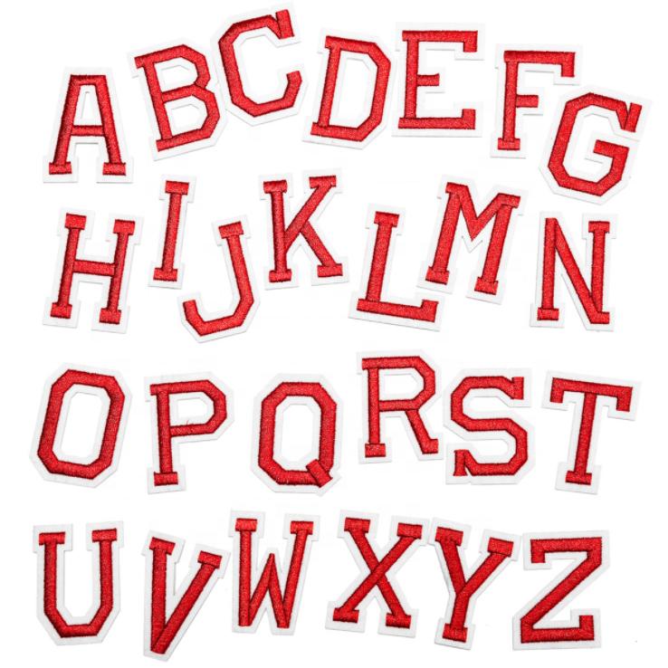 Felt Base Custom Embroidered Iron on Alphabet Letter Patches for Clothing