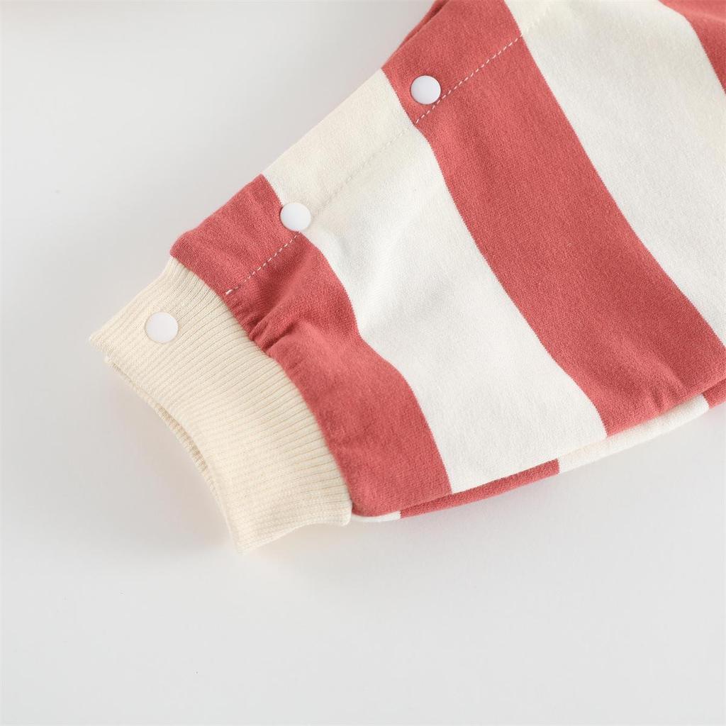 Spring Baby Romper: Yarn-Dyed Striped Cotton Bodysuit for Boys & Girls