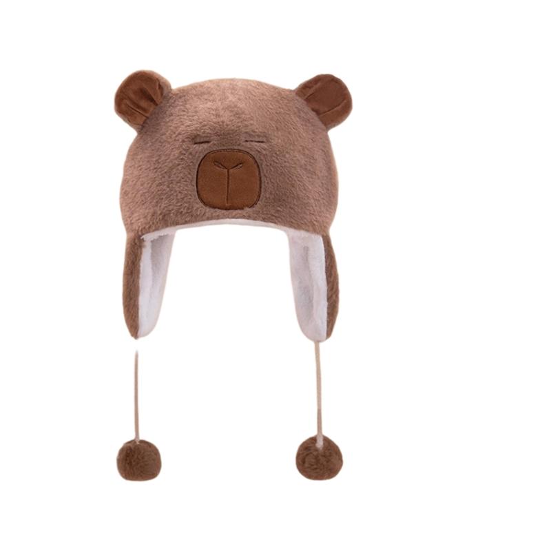 Plush Penguins Capybara   Winter Hat With Soft Fleece Ear Protect For Outdoor And Cold Weather