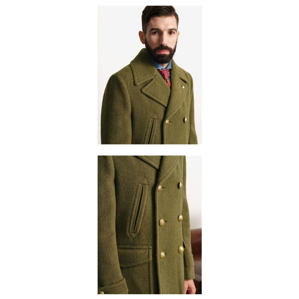 Men's Clothing British Mid to Long Length Long Sleeved Woolen Coat Jacket