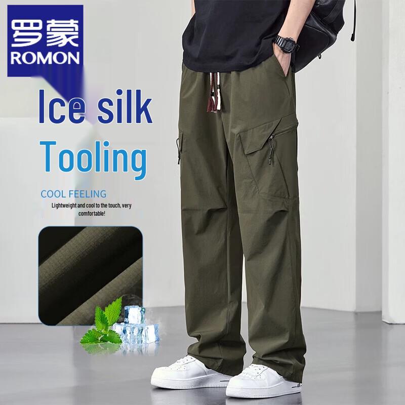 Men s Ice Silk Loose Straight Work Pants XL