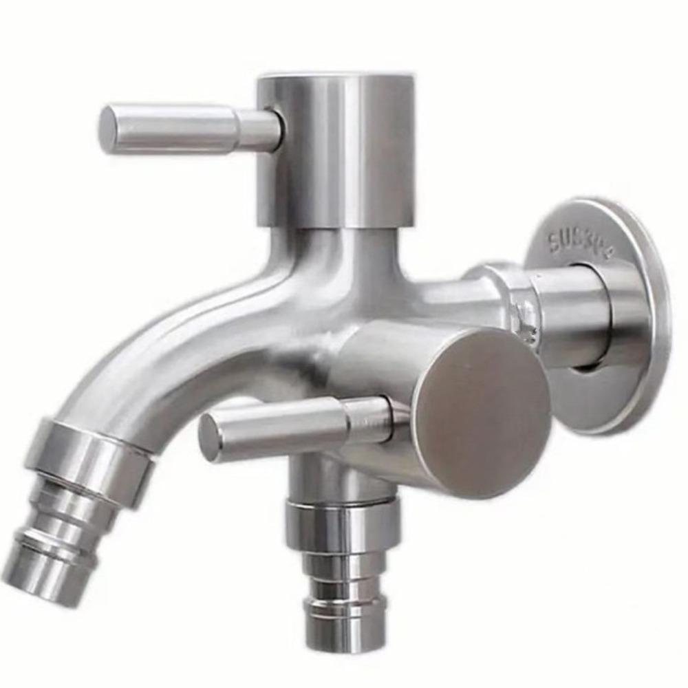 

1 шт. Смеситель 304 Нержавеющая сталь Двойной выход Смеситель для стиральной машины Многофункциональный Водопроводный кран для прачечной Аксессуары для ванной комнаты