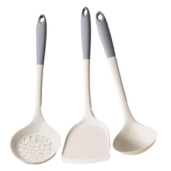 Silicone Spatula Non-Stick Cookware Safe Turner & Slotted Spoon Heat-Resistant Scratch-Free Easy-Clean Kitchen Utensils for Frying Stirring Serving