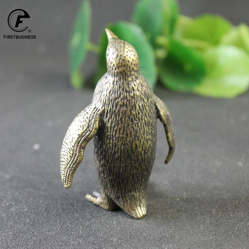 Solid Brass 210g Antarctic Penguin Figurines Miniatures Office Desk Ornament Tea Pets Paperweight Vintage Animal Statue Crafts