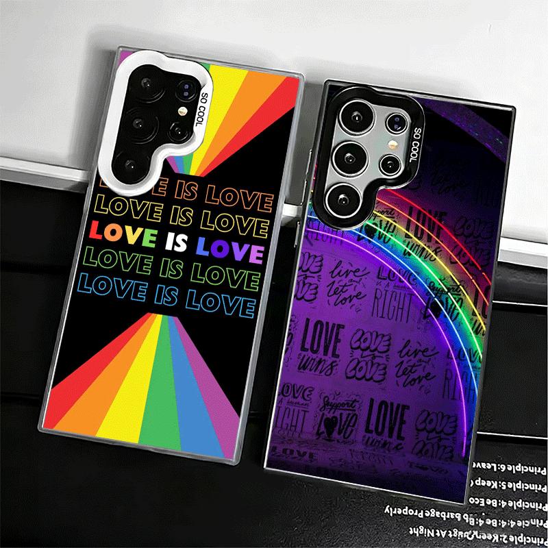 LGBT Rainbow Love Is Love Soft Phone Case for Samsung Galaxy S24 S25 FE S26 Edge S23 Ultra S22 Plus S21 + Shockproof Cover Back