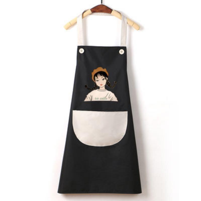Cartoon Little Girl Apron Waterproof and Oil-proof Fashionable Apron for Kitchen Home Cooking and Housework