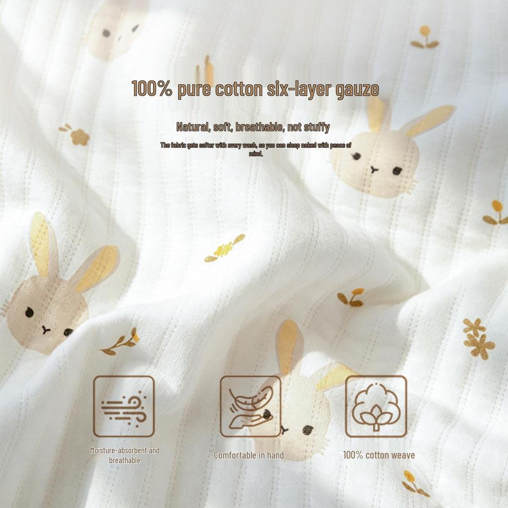 Pure Cotton Children's Cartoon Gauze Blanket for Office or Home - Lightweight Summer Quilt