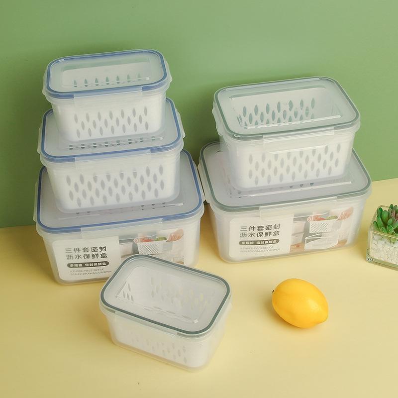 Refrigerator-Safe Food-Grade Kitchen Large-Capacity Fruit Storage Tupperware with Airtight Seal