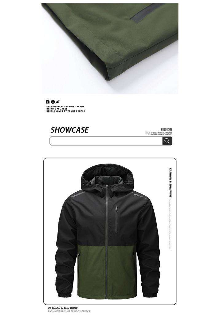 European Size Men's High Street Outdoor Windproof Waterproof Hooded Mountaineering Jacket
