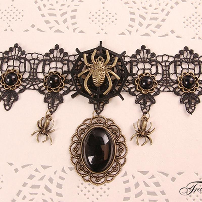 Gothic Lace Choker Necklace With Spiders Pendant Your Unique Style With This Gothic Lace Choker