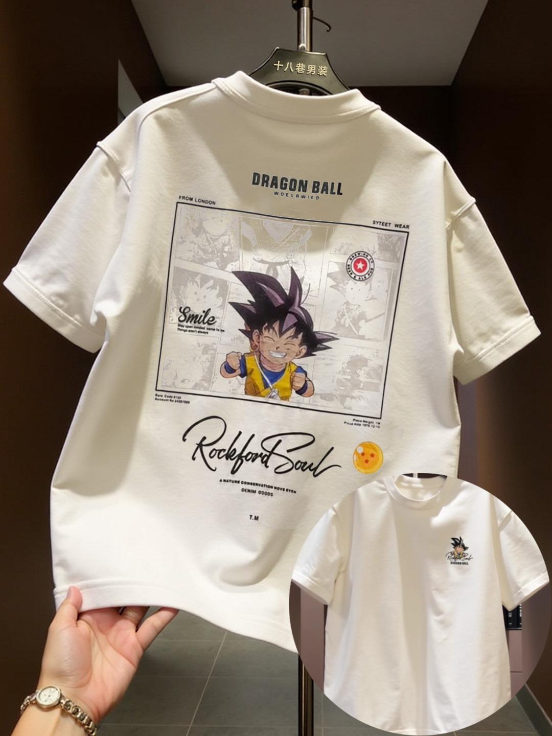 ZX New Mens and Womens Anime Printed Dragon Ball Anime Trendy Casual Mens and Womens Short Sleeved Tshirt 4XL