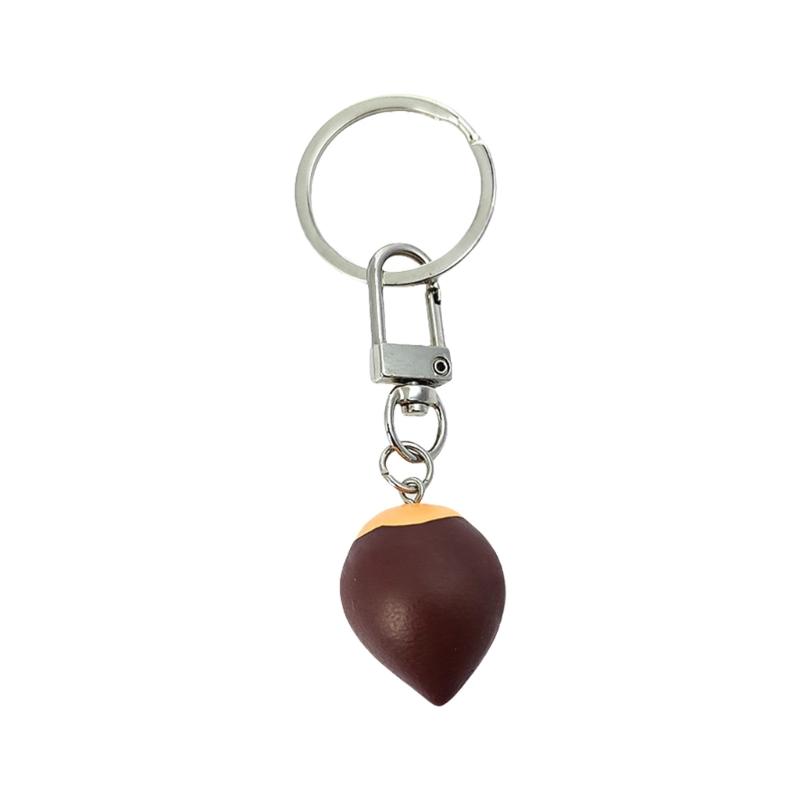 

Simulated Chestnut Keychain Rubber Pendant Handcrafted Miniature Nut Collectible Phone Case Decoration for Women Girls