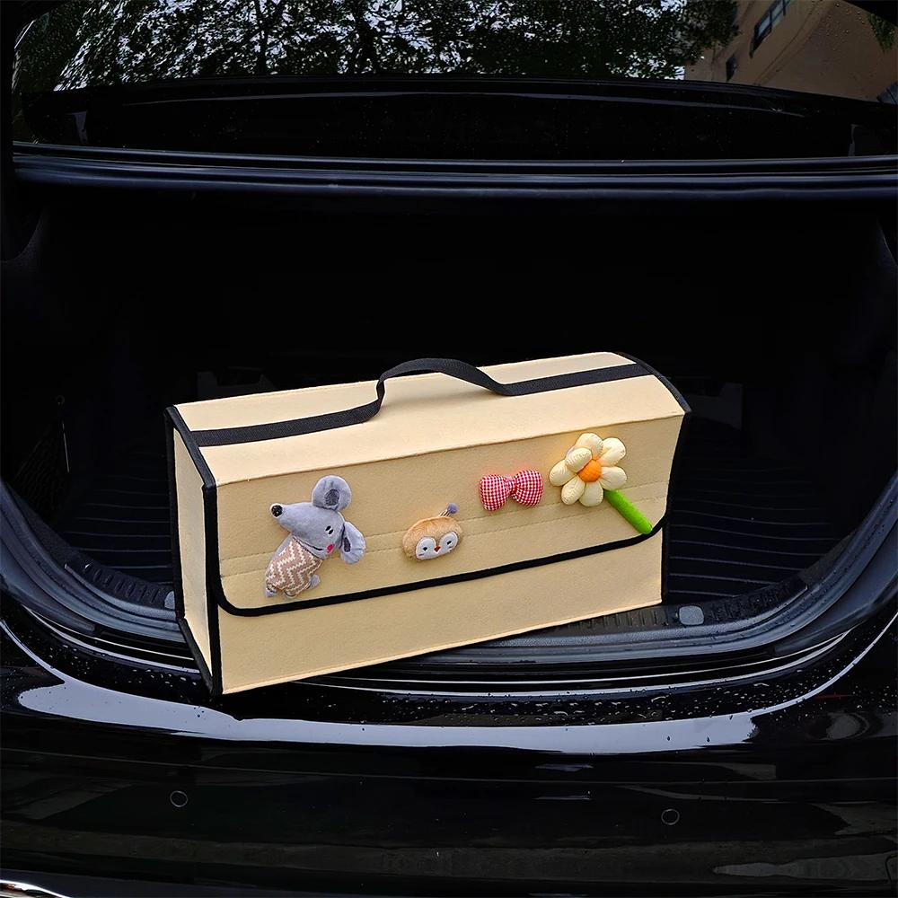 Large Anti Slip Compartment Boot Storage Organizer Tool Car Storage Bag Car Trunk Organizer Soft Felt Storage Box Accessories