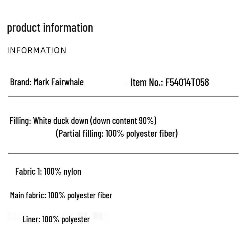 Mark Fairwhale Women's 2025 Ribbon Design Short Hooded Down Jacket
