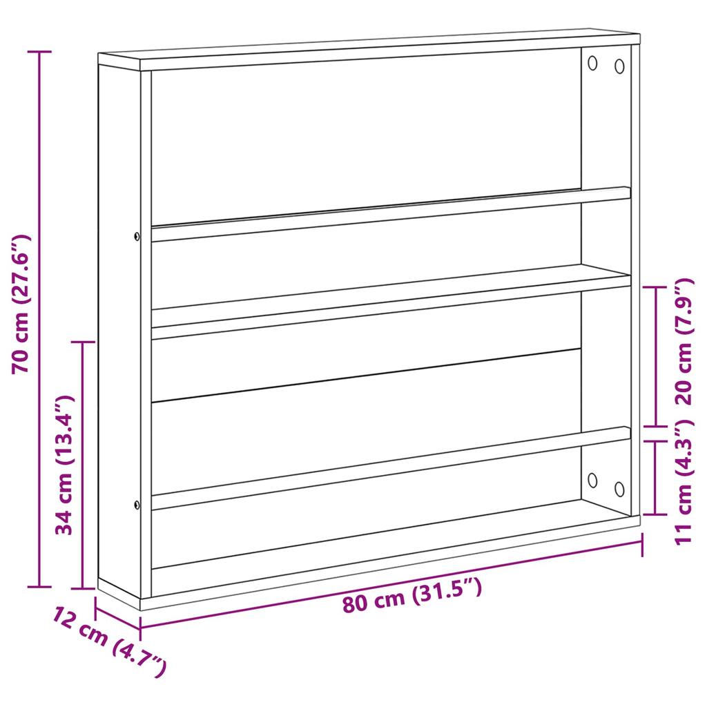 Magazine Shelf Artisan Oak 80 x 12 x 70 cm Particleboard
