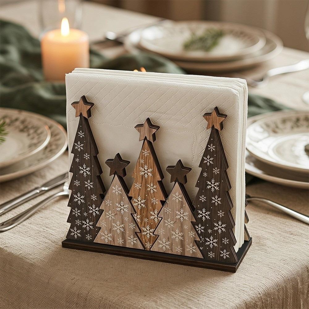 Convenient Table Decoration Unique Wooden Tree Decoration Gift Christmas Tissue Holder Office