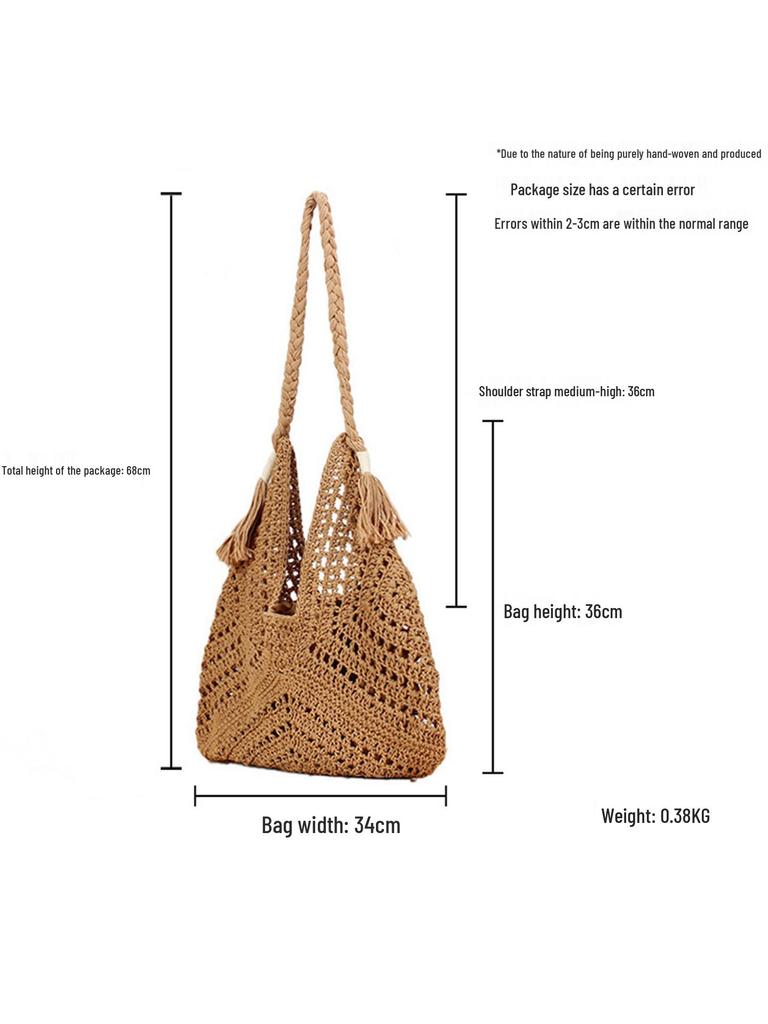Exquisite Handmade Triangle Knit Shoulder Bag for Beach and Commute
