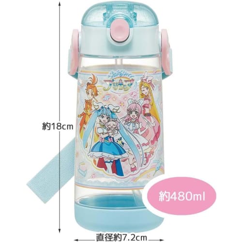 Skater Hirogaru Sky PreCure Water Bottle, 480ml Clear Bottle with Straw, for Kids, PDSH5-A