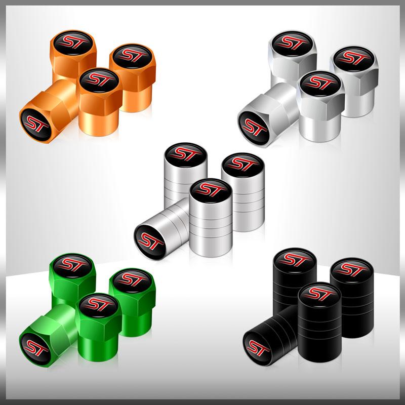 ZLKQ1 Car Styling 4Pcs/Set ST Logo Car Wheel Tire Valve Caps Covers Decor For Ford Focus Fiesta Mondeo MK1 MK2 MK3 MK4 Ranger