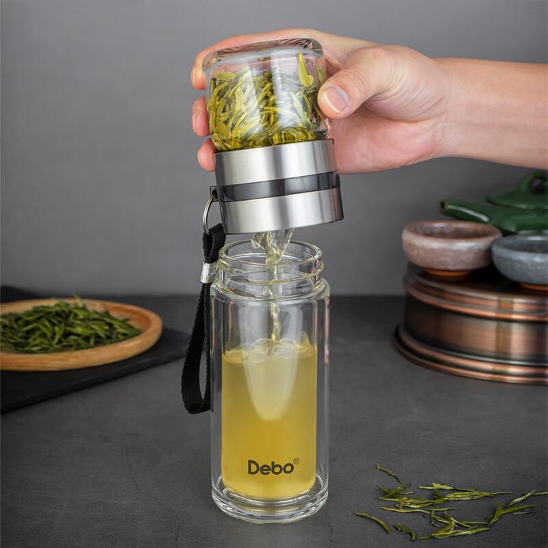 Debo 260ml Double-Layer Glass Tea Infuser Cup