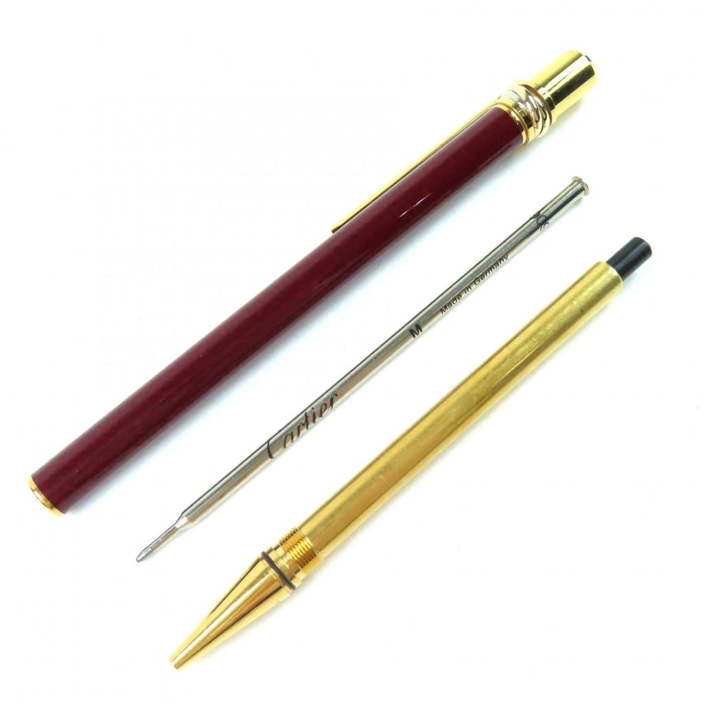 Very Good Cartier Ballpoint pen Trinity Marble Pattern Twist Type Bordeaux gold Used