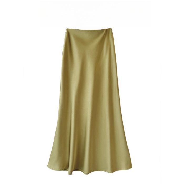 High-Waisted Slimming Satin Bodycon Mermaid Midi Skirt 2025 Spring/Summer Collection