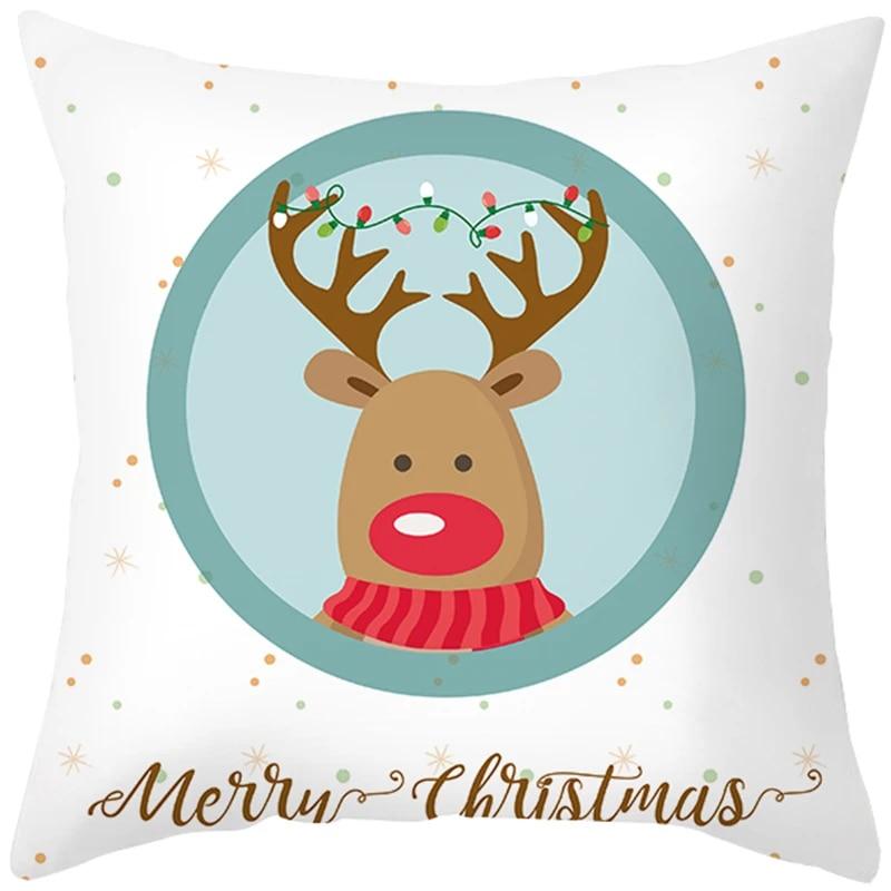 Cartoon Cute Elk Christmas Tree Illustration Christmas Decoration Pillow Sleeve Bedroom Sofa Car Restaurant Seat Pillow Sleeve