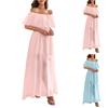 Rochie Maxi de Damă cu Umerii Goali Stil Bohemian Mânecă Scurtă Strat Exterior Ușor Transparent Îmbrăcăminte de Plajă de Var Rochie Lungă Casual