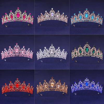 Lyxig Elegant Prinsessa Brud Kristall Tiara Krona För Kvinnor Silverfärg Diadem Slöja Tiaror Bröllop Håraccessoarer Huvudprydnader
