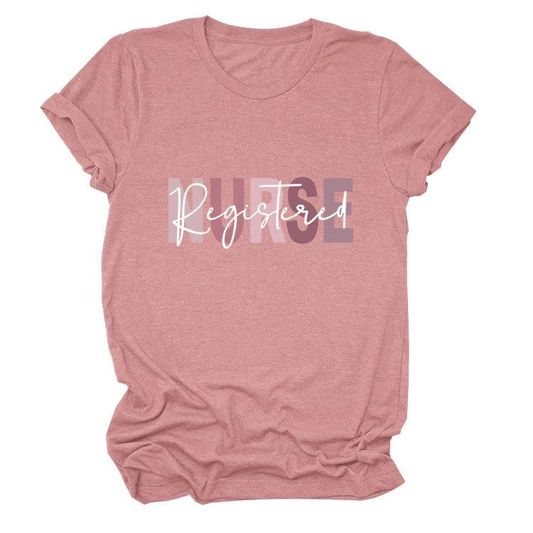 Summer Round Neck Letter Print Top Fashionable Casual Short Sleeved Women's T-shirts