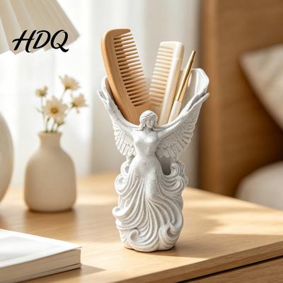 Desktop Organizer for Women 3D Printed Angel Wings Vase & Pen Holder Sculpture Wing Holder Decor Multi‑Functional Dry Flower Vase Artistic