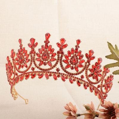 French Retro Palace Style Alloy Rhinestone Wedding Banquet Headdress Crown Bridal Jewelry Hair Accessories
