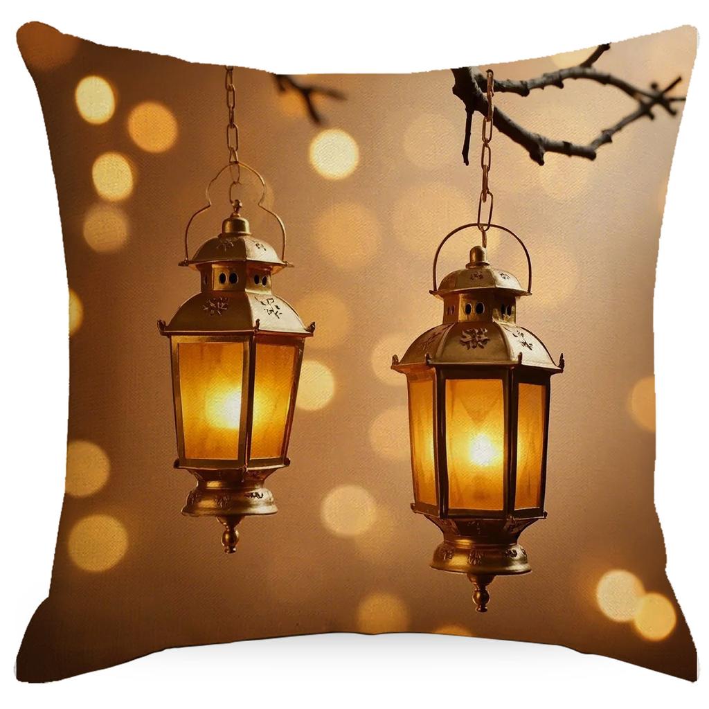 New Golden Moon Pillow Case Ethnic Style Holiday Decoration Oil Lamp Printing Pillow Home Sofa Pillow