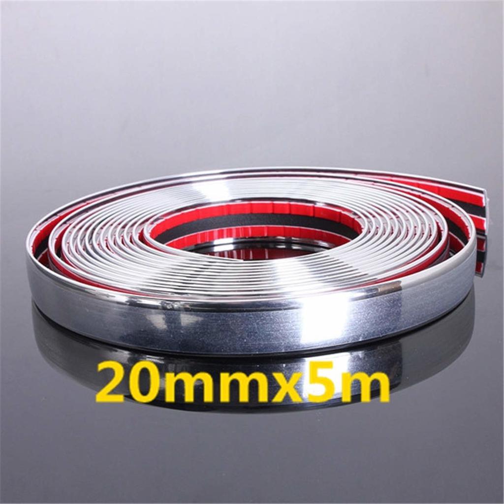 Nrpfell 20Mm 5M Chrome Voiture Style Moulage Bande De Garniture Auto-Adh/ésive Protecteur Accident De Collision Van