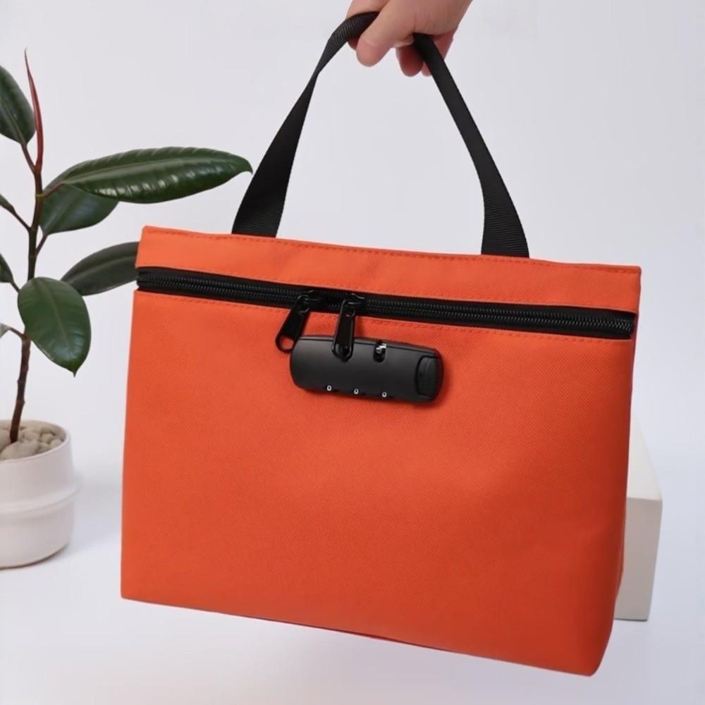 Canvas Bill Money Bag with Lock Zip Closure Security Document Bag Outdoor Activities