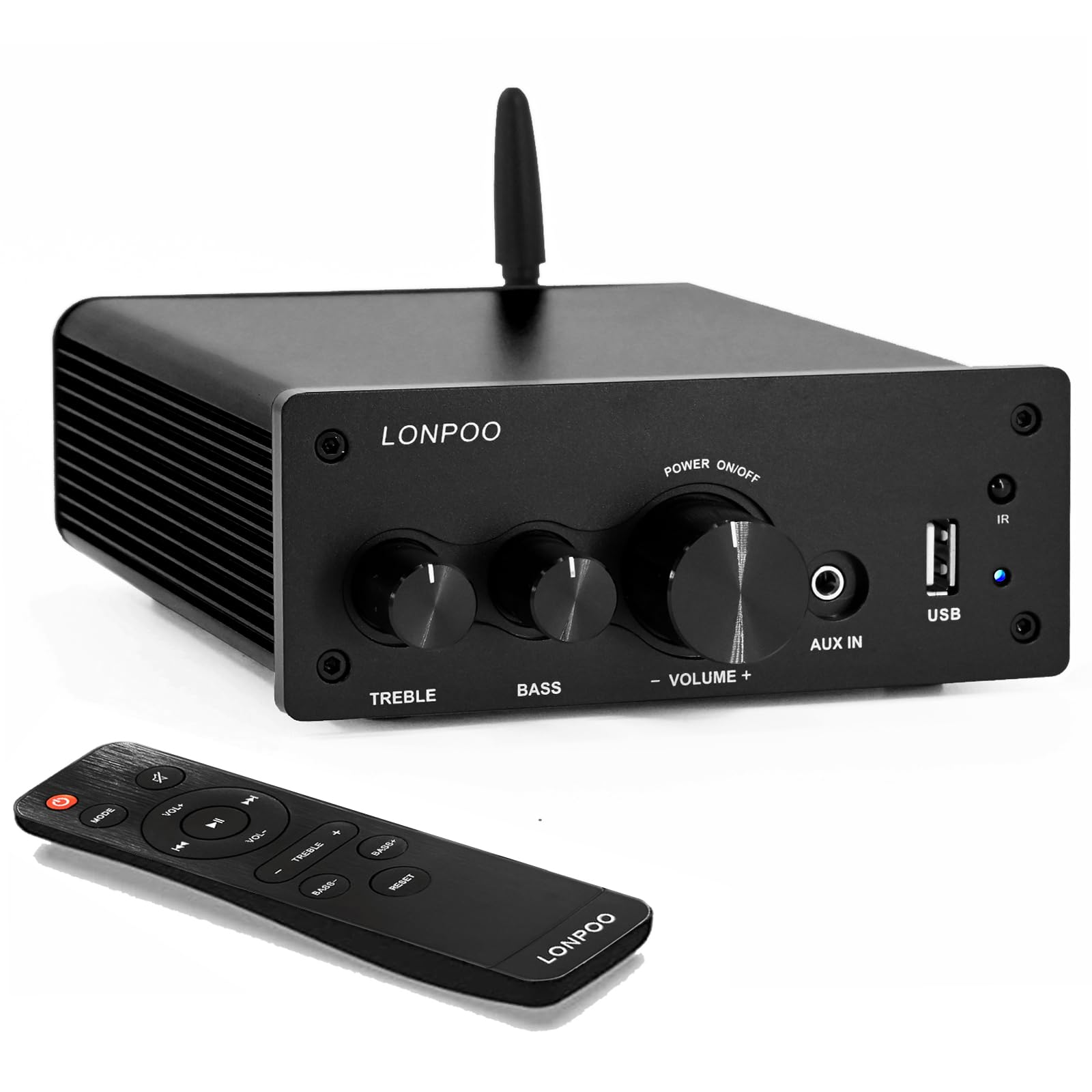 

200W Power Amplifier AUX Output Speaker Power Amplifier HiFi Ultra Compact Audio Bluetooth/Optical Input/Coaxial Input/USB Input/AUX Input/Remote чорний