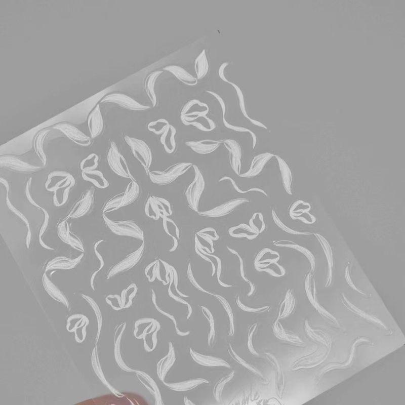 

5D Black and White Ribbon Ribbon Nail Stickers Tomoni & Moloss Cooperation Japanese Style Adhesive Nail Sticker Decorations B11 White Ribbon