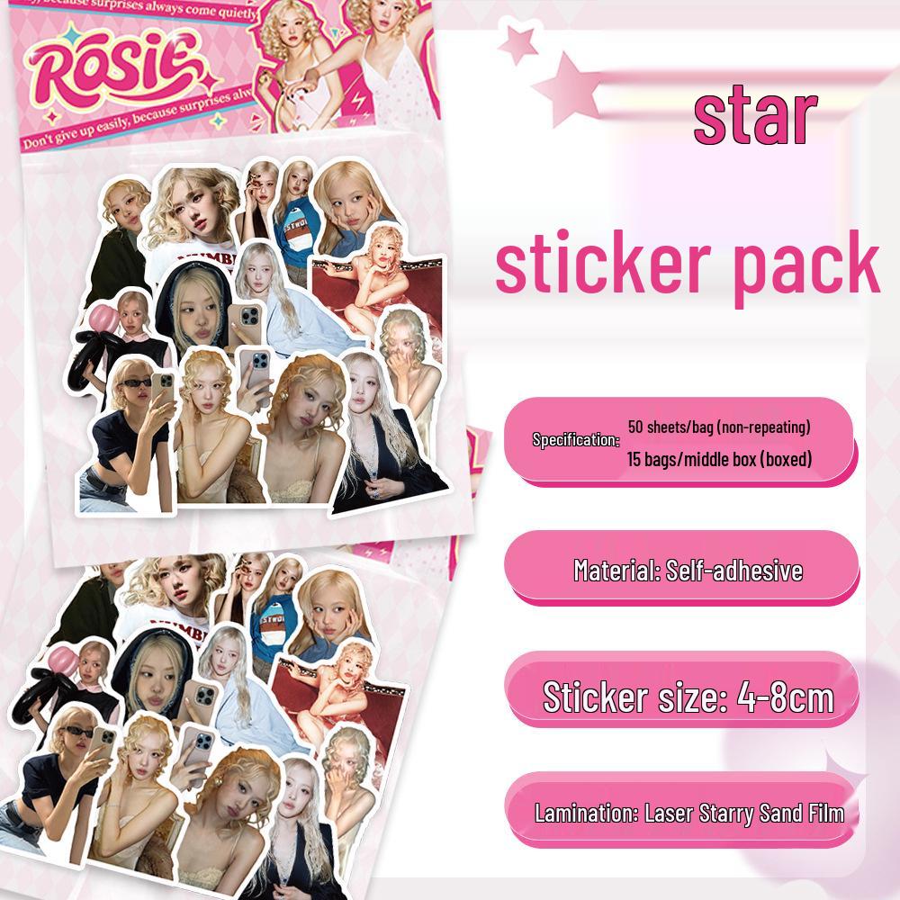 Korean Star Laser Sticker Pack - 50 Sheet DIY Stationery Decoration