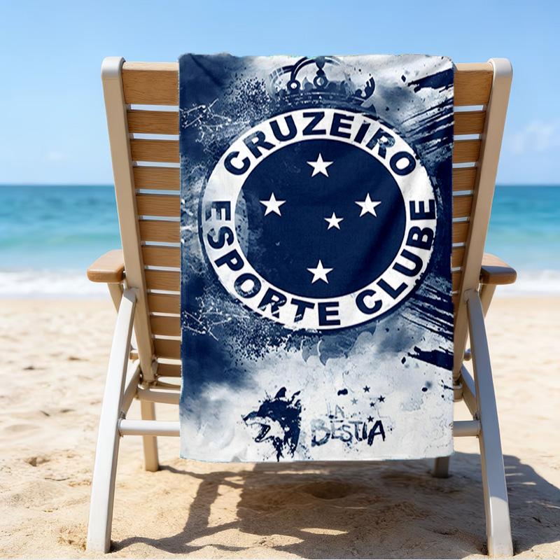 Cru-zeiro Esporte Club Crest Printed Beach Towel, Super Soft Microfiber, Perfect Gift Birthday, for Pool, Beach, Travel, for Family and Friends