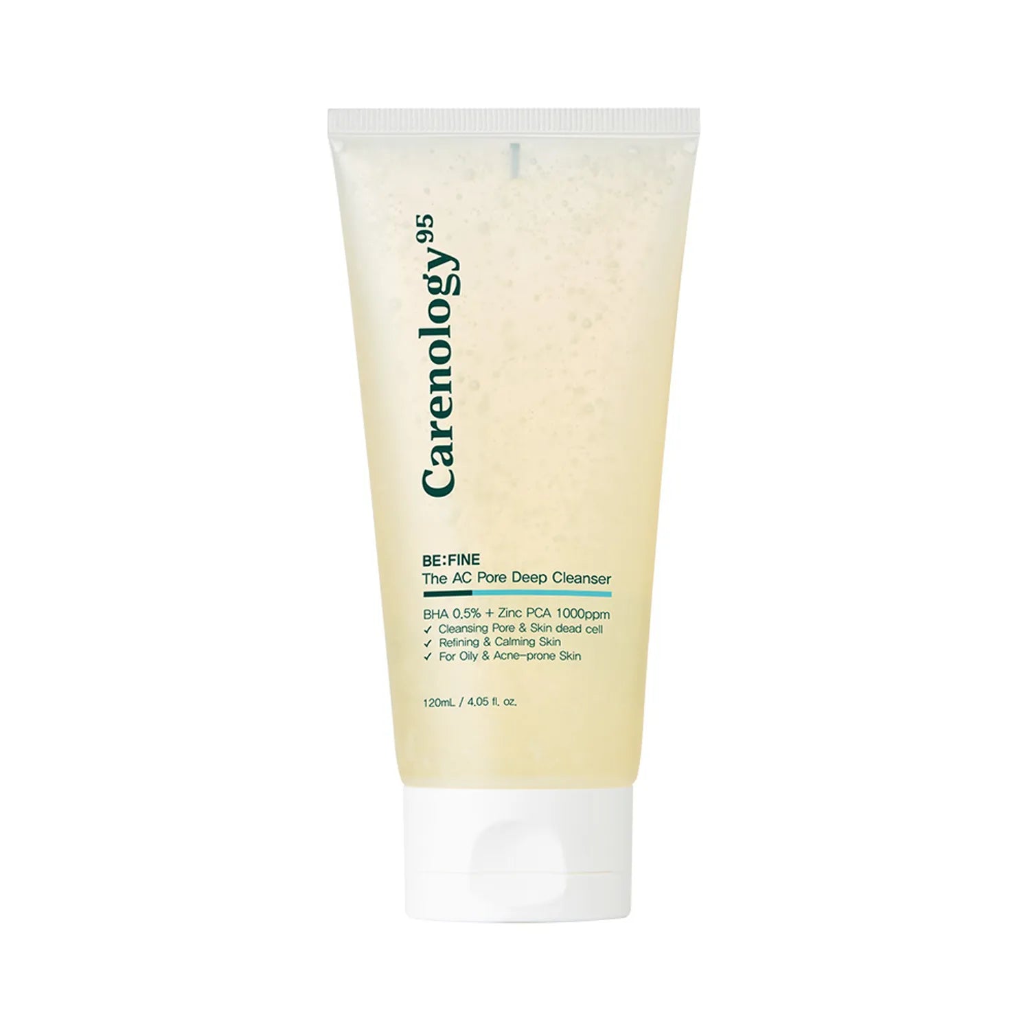 carenology Be:Fine The AC Pore Deep Cleanser 120ml | Smoothing Texture, Even Skin Tone, Brightening, Minimizing Pore Appearance 120ml